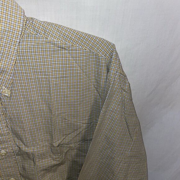 Brooks Brothers 346 Men’s Dress Shirt Size Large Yellow Blue Striped Business - Picture 4 of 12